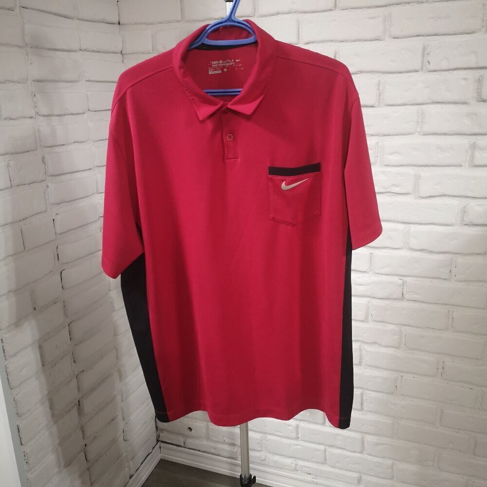 Nike Golf Tour Performance Men's Size XL Dark Pink & Black Dri-Fit Polo